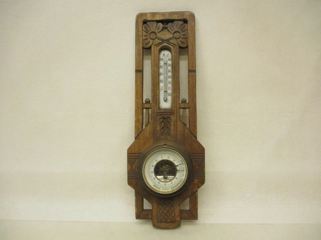 X-11957 Alte Wetterstation Barometer/Thermometer L:ca.45cm,mit Gebrauchsspuren X-11957 Alte Wetterstation Barometer/Thermometer L:ca.45cm,mit Gebrauchsspuren