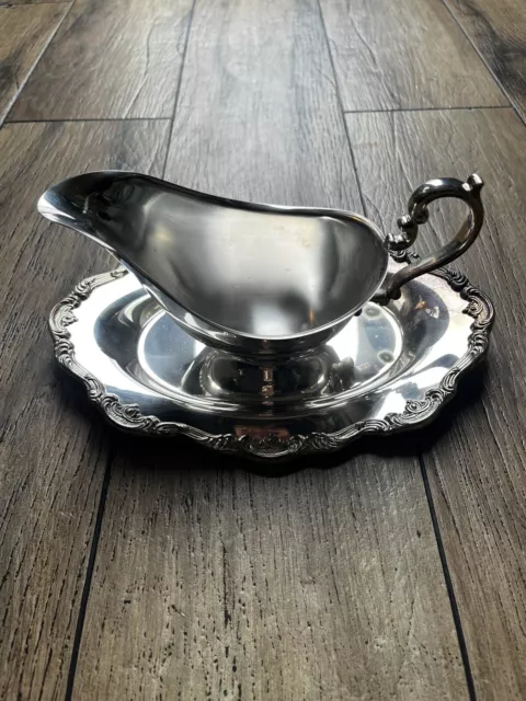 Gorham Silver Plated Gravy Boat with Attached Underplate