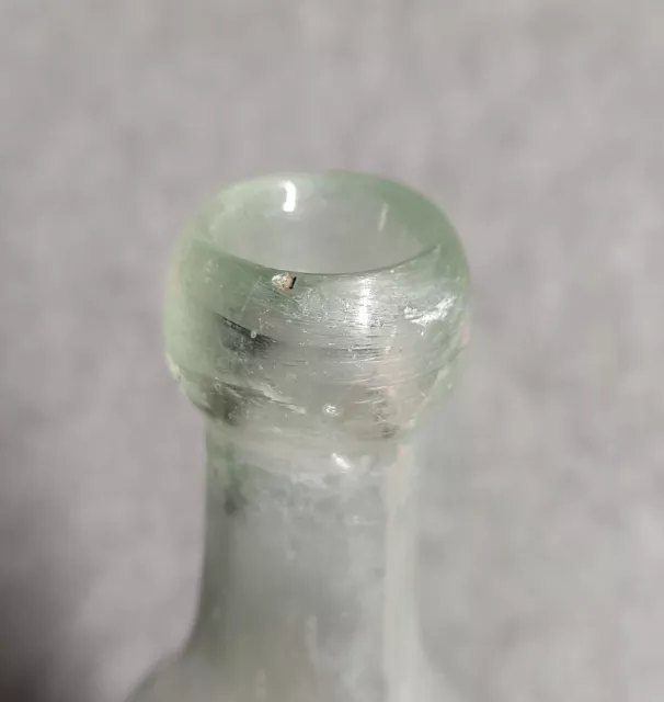 Antique 9.5" Blob Top Aqua Torpedo Glass Bottle Rounded Bottom 3