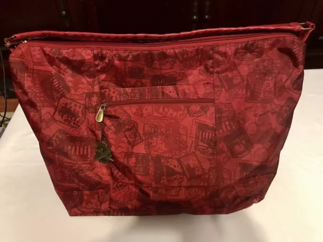 EUC Samantha Brown HUGE Travel Tote Red Luggage Pockets Weekender 23”x14”x7”