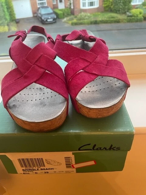 Clarks pink wedge shop sandals