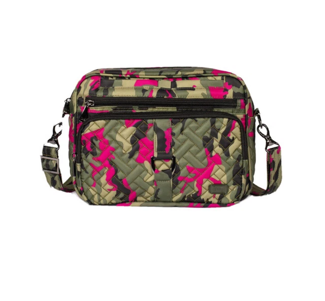 NWOT Lug Convertible RFID Crossbody Canera Purse Belt Bag Carousel Pink Camo
