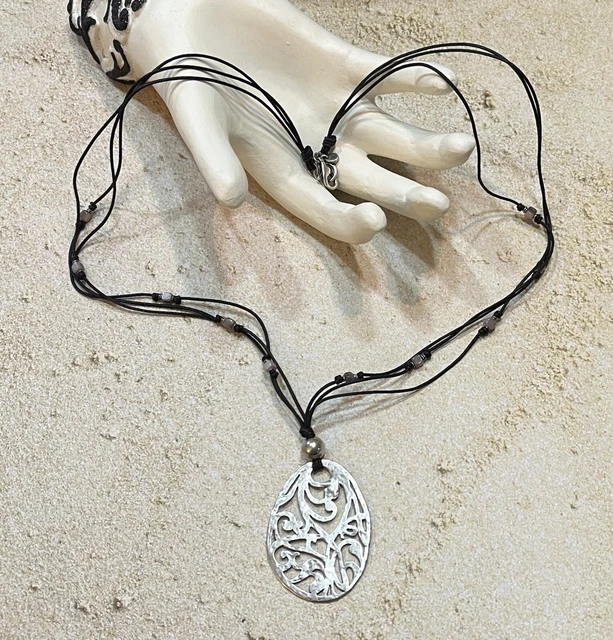 Silpada Sterling Silver Filigree Pendant Necklace-Knotted-Beaded Tear Drop-N1805