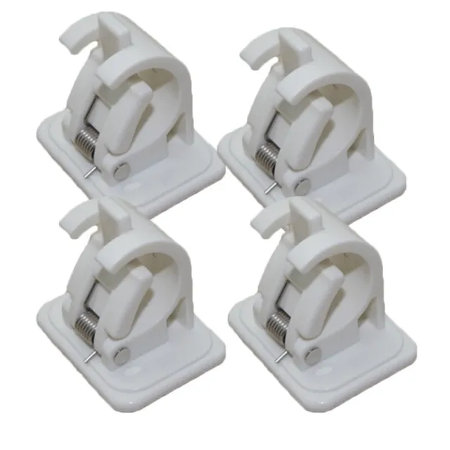 4Pcs Rideau Plastique Barres Support Cintre Transversale Mur Crochets Rack Blanc