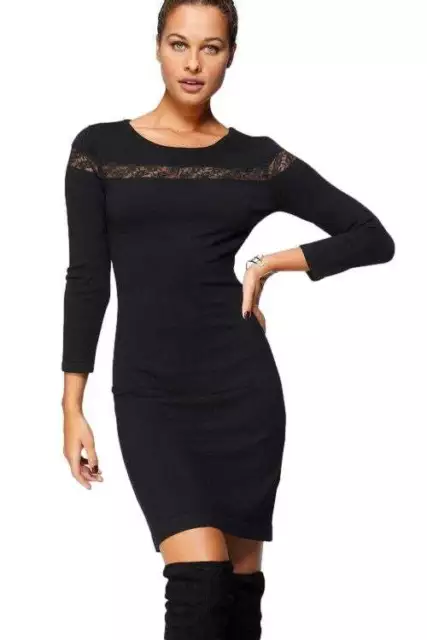 Urban - Womens Dress -  Lace Panel Knitted Dress