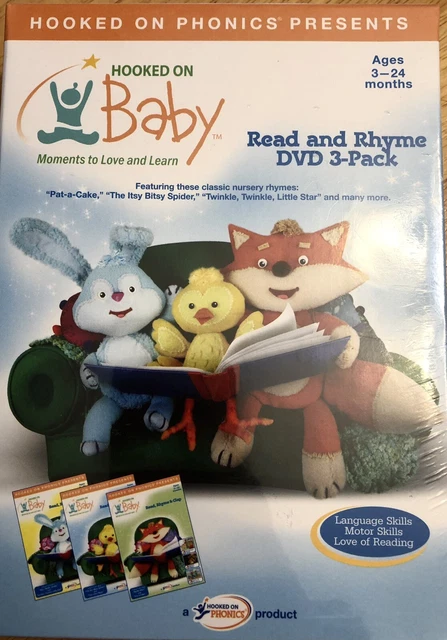 HOOKED ON BABY Read and Rhyme Set 3 DVD 3-Disc Set Phonics Nursery