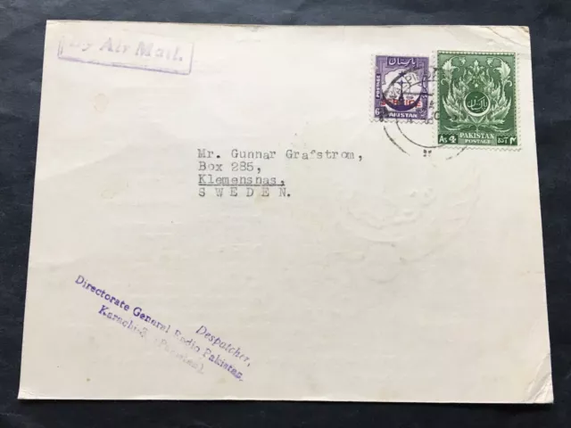 Pakistan 19? - used cover to Klemensnas Sweden with mixed franking