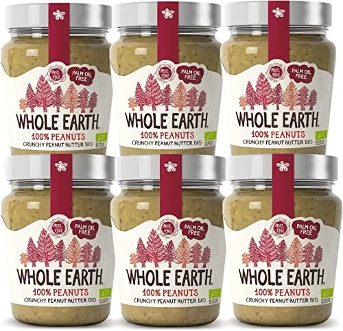 Burro di arachidi Whole Earth Bio spalmatura di arachidi vegan 6x 227 g NUOVO MHD 30/05/2023