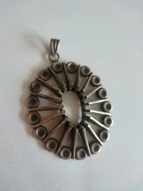 Signed Los Ballesteros Taxco Sterling Silver Pendant 1.25 ozt  RARE  ca. 1935