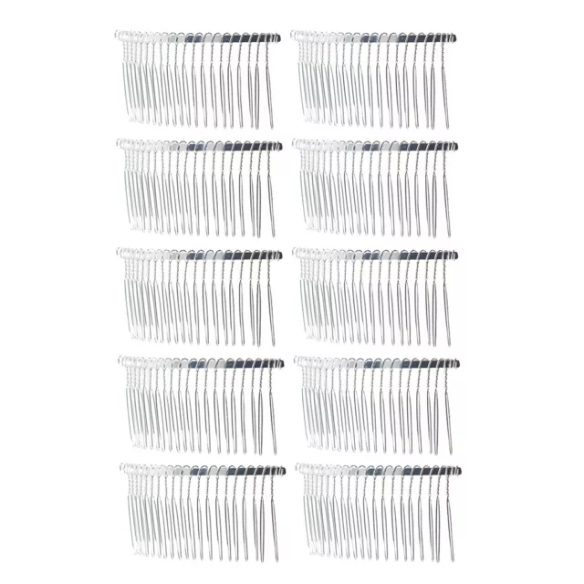 10x Silver Blank Metal Hair Clips Side Comb 20 Teeth Bridal Hair Accessories