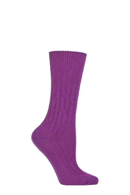 SOCKSHOP of London Ladies 100% Cashmere Luxury Cable Knit Bed Socks Many Colours