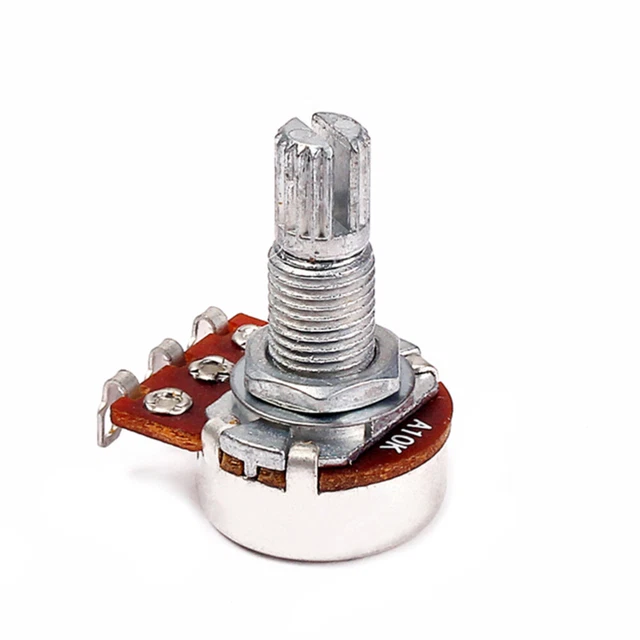 RK12 Potentiometer 10K Ohm – 5 Stück, Vertikal, Doppelt, 6-Pin, D-Schaft 23,5mm, Für Mixer & Audio-Lautstärkeregler