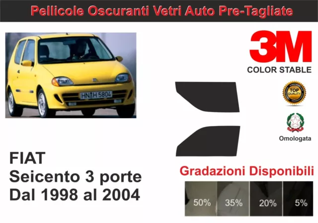 pellicola oscurante vetri Fiat Seicento 3 porte dal 1998 al 2004 kit anteriore