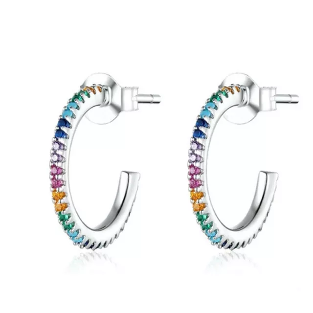 925 Silver Filled Hoop Earring Pretty Women Cubic Zircon Jewelry Wedding Earring