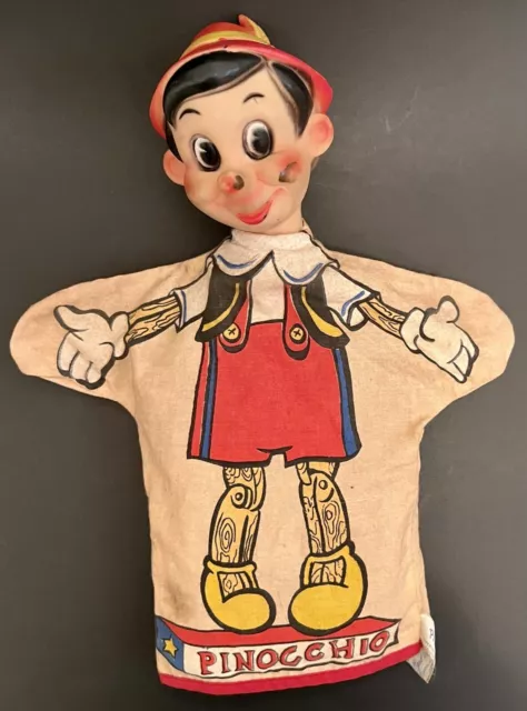 Vintage Walt Disney Pinocchio Gund Mfg Co Character Hand Puppet Plastic Cotton