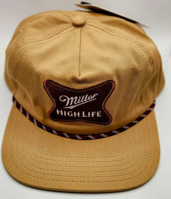 MILLER HIGH LIFE Trucker Rope Vintage Style Snapback Baseball Hat Tan