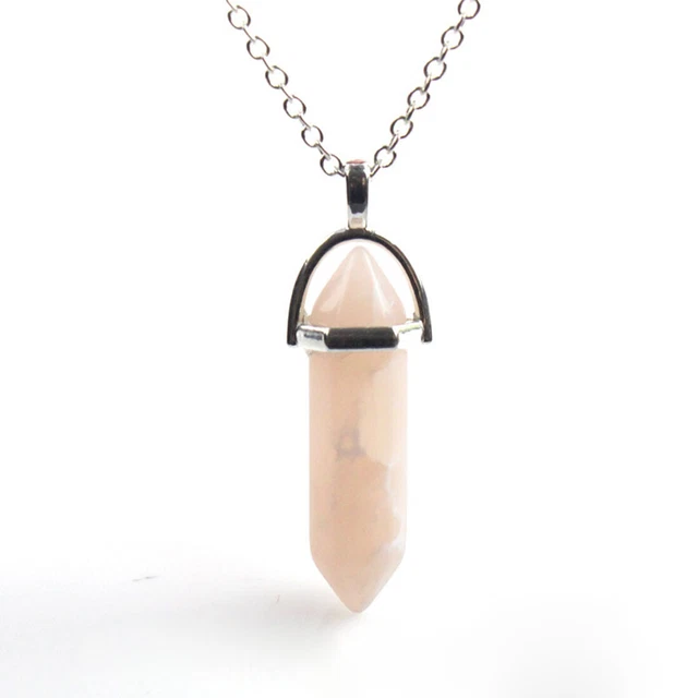 Natural Quartz Chakra Crystal Healing Point Cut Gemstone Pendant Reiki Necklace
