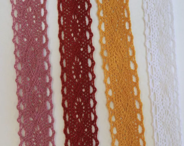 Eur 2,40/M Encaje de Algodón Borlas Cenefa Sort. Colores 1 , 00mx4cm KW100