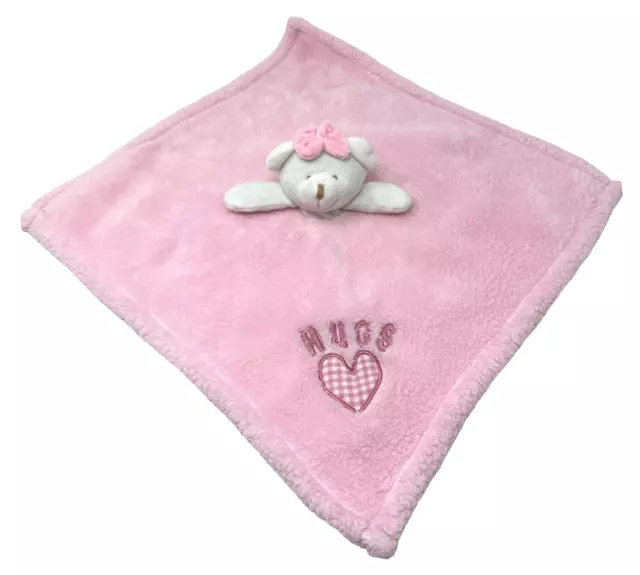 "Manta de seguridad rosa oso blanco amoroso abrazos bordados a cuadros corazón felpa 16"
