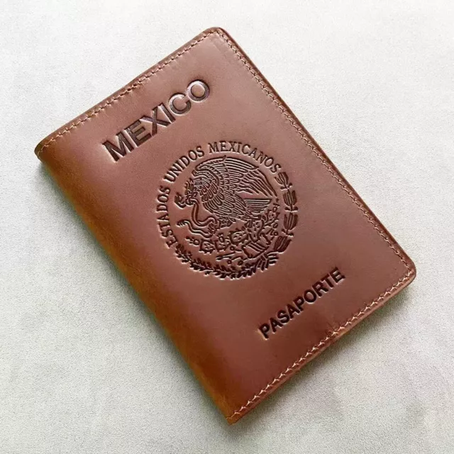 Genuine Leather Mexico Passport Cover Crazy Horse Mexican Passport Wallet