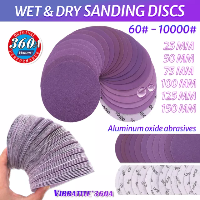 Wet & Dry Sanding Discs 25mm-150mm Sandpaper Hook and Loop Pads 60-10000 Grit