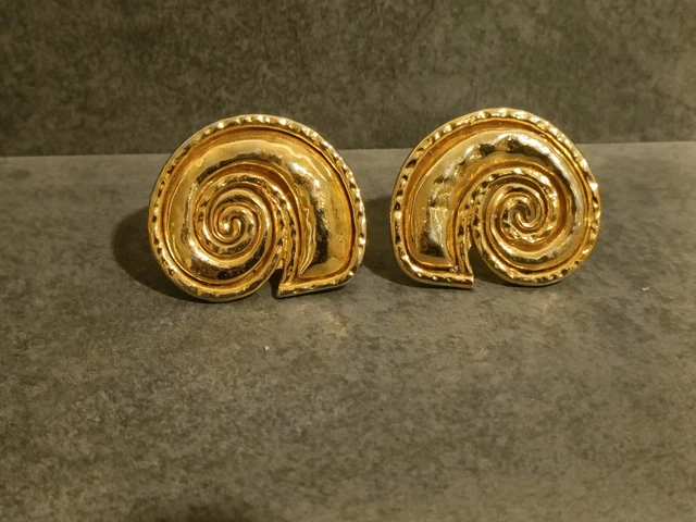 Broche Vintage Édouard Rambaud Pour Phyto - Doré Martelé Motif Baroque - Années 80/90 - Occasion