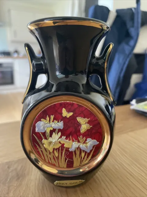 Art of Chokin - Antique miniature 24K Gold edged Japanese vase