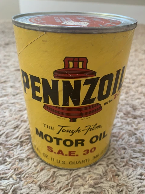 BRAND NEW Sealed VINTAGE PENNZOIL w/ Z-7 Tough-Film S.A.E. 30 MOTOR OIL! 1 QUART