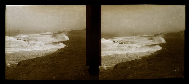 stéréo view, Maroc, Rabat, the sea, vue stéréoscopique, plaque verre 6x13 cm