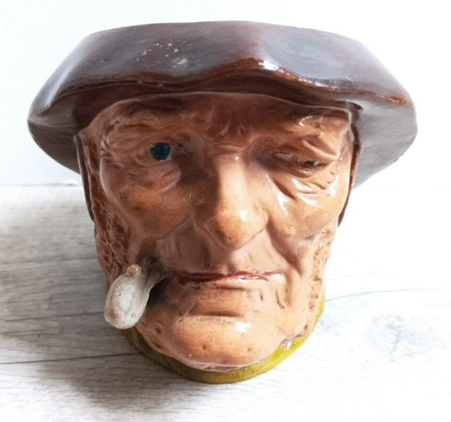 Ancien Pot à Tabac Berck Plage – Terre Cuite Polychrome Tête De Marin – Bon état