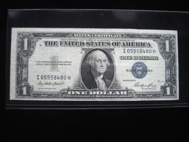 USA $1 1935-E I05558480H # SILVER CERTIFICATE Blue Seal Washington Dollar Money