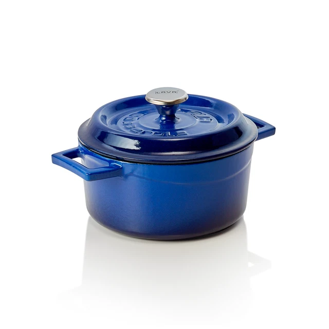Cocette Topf Bräter Gusseisen blau  16,5x8,2 cm  mit angegossenen Griffen neu