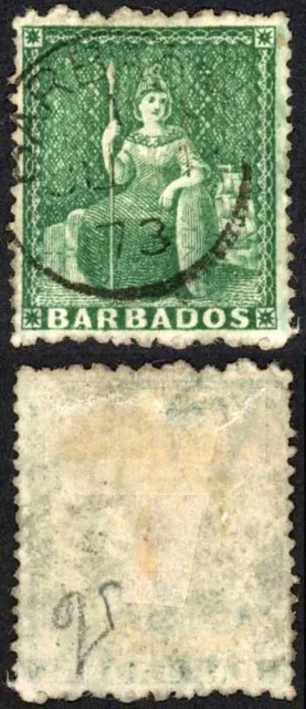 Barbados SG56 (1/2d) Green Wmk Small Star Perf 11-13 x 14.5-15.5 Cat 65 pounds