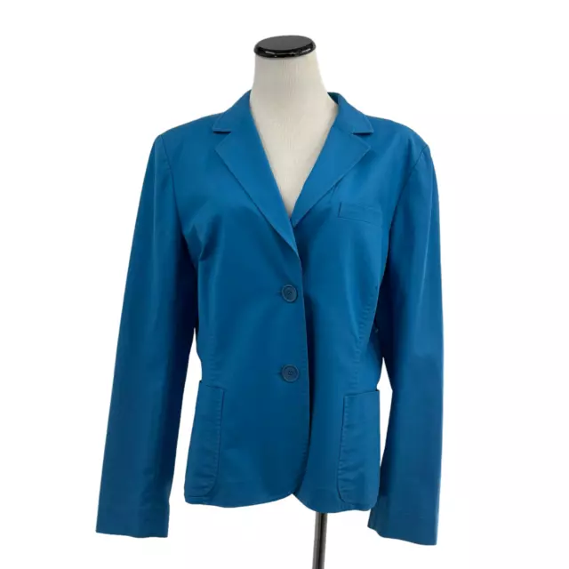 Lafayette 148 New York Sz 16 Bright Blue Cotton Blazer Jacket