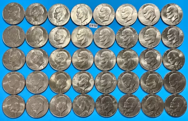 TWO ROLLS of IKE Eisenhower Dollar Coins ~ 40 HIGH QUALITY XF-BU Coins | #EU730
