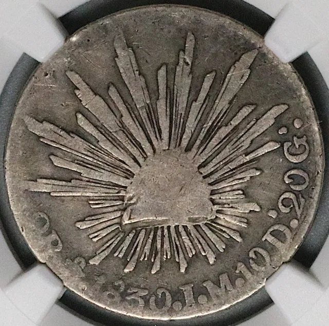 1830-Mo NGC F 12 Mexico City 2 Reales Cap Rays Silver Rare Coin (23081801C)