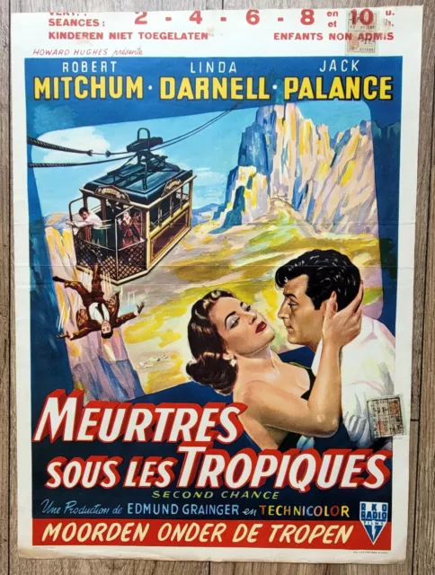 belgian poster thriller SECOND CHANCE, ROBERT MITCHUM, TELEPHERIQUE