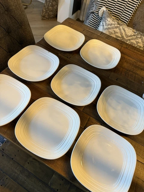 MIKASA SWIRL SQUARE WHITE Dinner Plate(s) USED PicClick CA