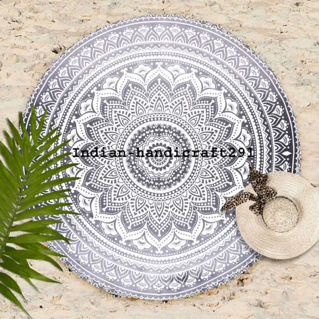 Indian Mandala Round Beach Tapestry Hippie Throw Yoga Mat Indien Roundie Throw