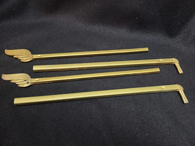 Antique Vintage Lot of 2 Swing Arm CURTAIN Rods- Shabby Gold Wings Plastic Metal
