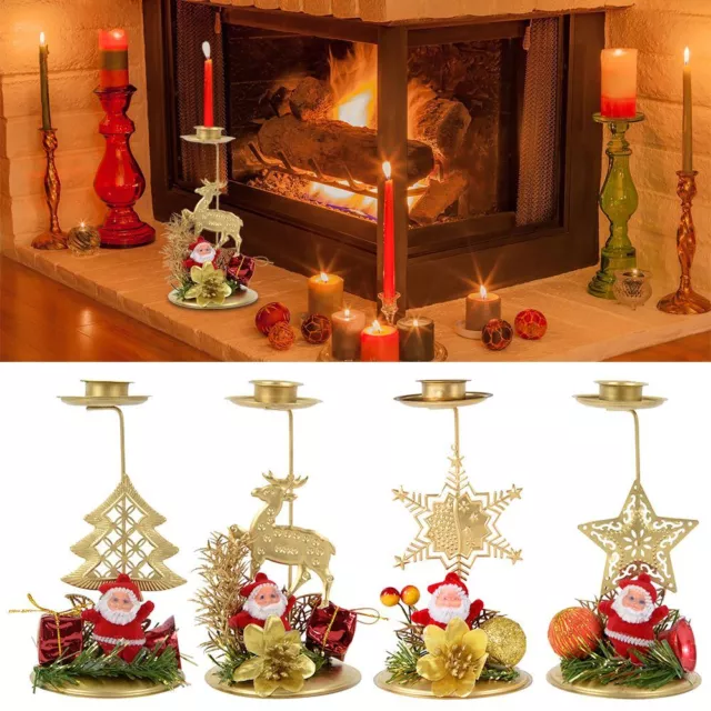 Tree Merry Christmas Candle Holder Xmas Ornaments Candlestick Candle Decoration