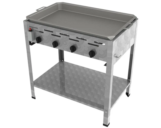 K+F Edelstahl Wurstbräter 4-flammig 14,7KW  Pfanne Gasbräter Gastro Gas Grill