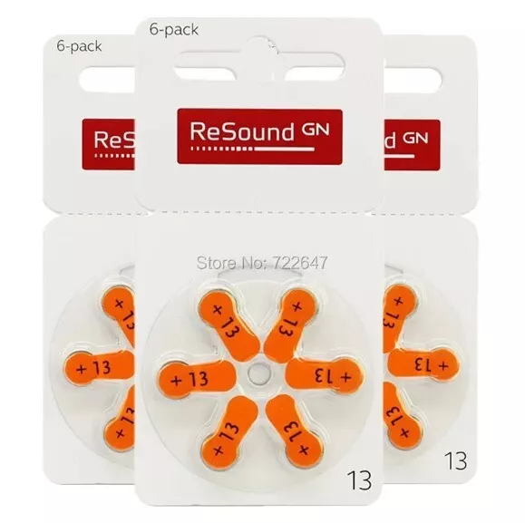 Baterías para audífonos GN ReSound talla 13 - paquete de 10 (60 celdas)