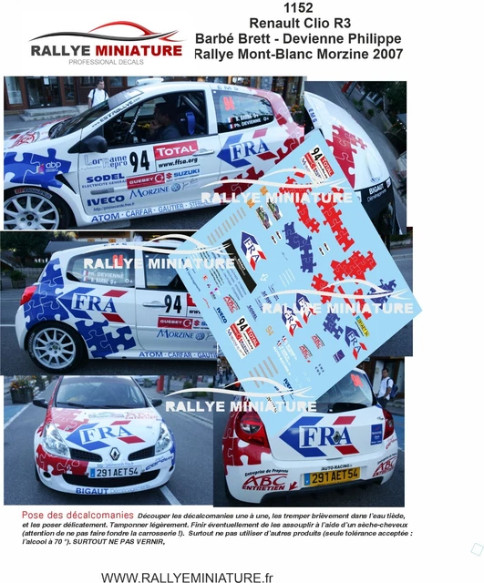 Décalcomanies (Decals) 1/18 Pour Renault Clio Vigion Finale Des Rallyes 2008 - Réf. 2251