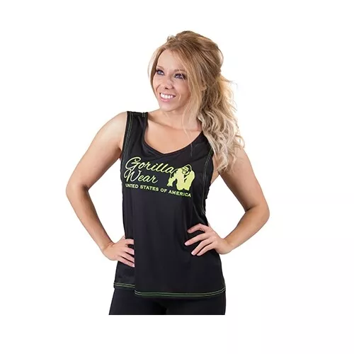 Gorilla Wear Odessa Cross Back Tank Top (Black/Neon Lime) - Tanktops