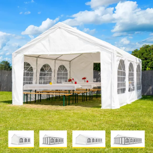 Partyzelt 3x2 - 6x12 m Festzelt Pavillon 100% Wasserdicht & UV-Schutz weiß