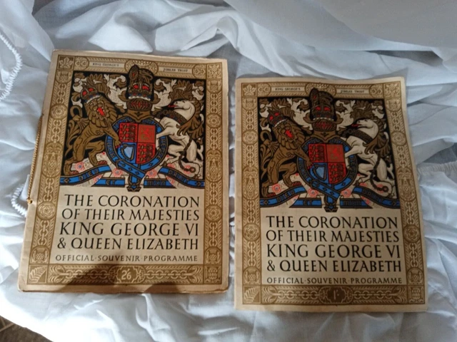 Pair Official SOUVENIR PROGRAMMES for CORONATION King George VI Queen Elizabeth