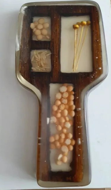 Vintage Spoon Rest 1970s, Lucite Resin Mid Century Grain seeds