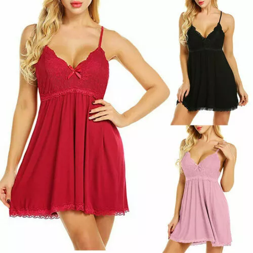 Sexy Nightdress Babydoll Ladies Lace Sleepwear Plus Size Lingerie Nightie Womens