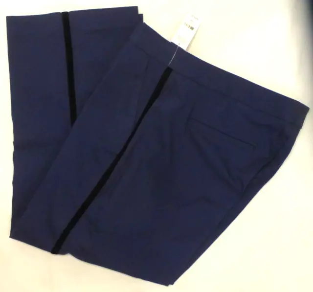 Lord & Taylor Women's Flat Front Wide Leg Tuxedo Pants, Blue, Size 16W, $94, NWT